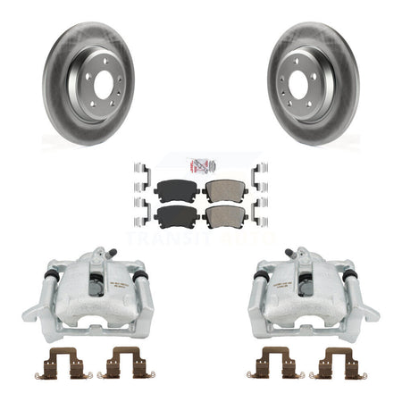 Rear Disc Brake Caliper Coated Rotors And Semi-Metallic Pads Kit For Audi Q5 A4 Quattro A5 KCG-100989N by Transit Auto