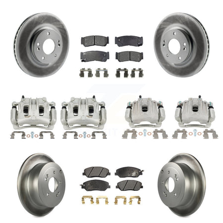 Front Rear Brake Caliper Coat Rotors & Semi-Metallic Pad Kit (10Pc) For Hyundai Santa Fe KCG-100989P