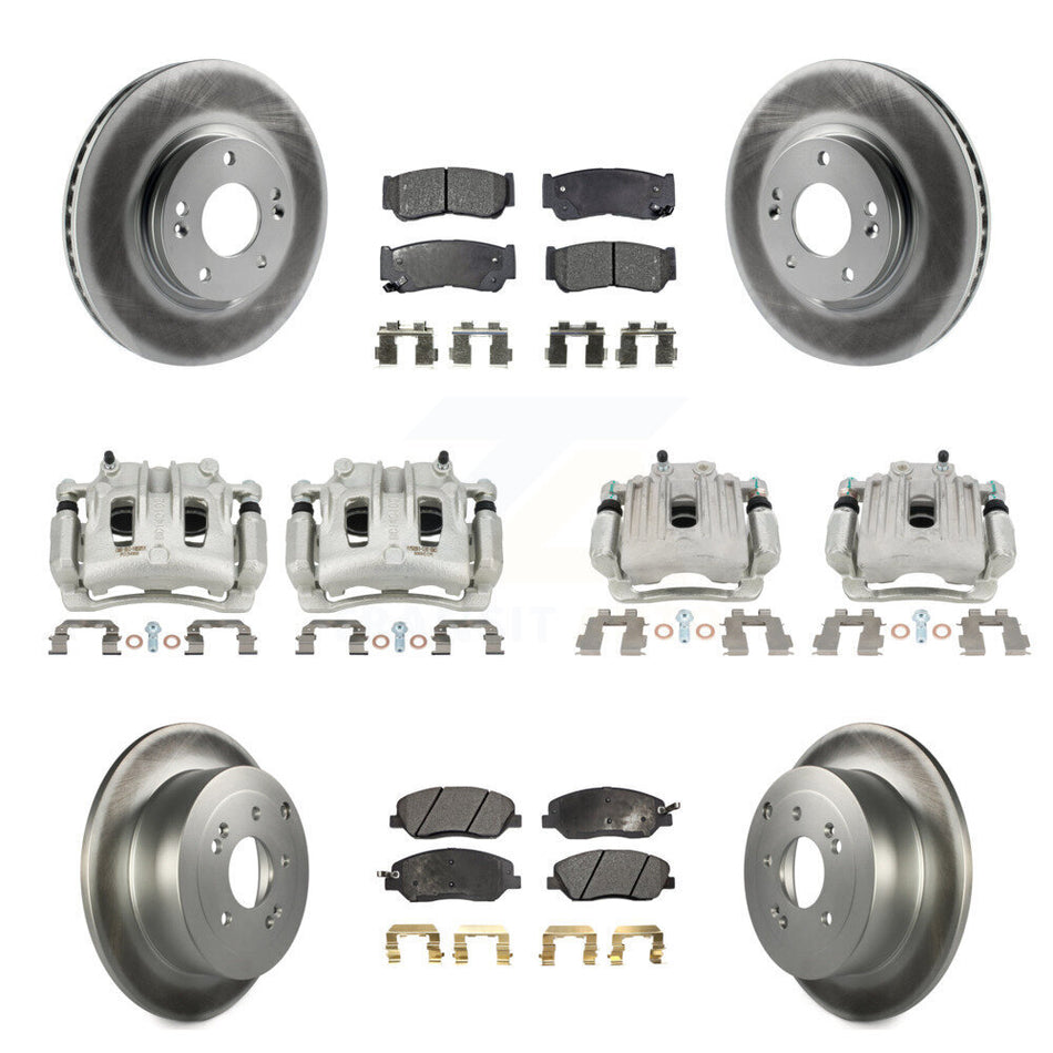 Front Rear Brake Caliper Coat Rotors & Semi-Metallic Pad Kit (10Pc) For Hyundai Santa Fe KCG-100989P