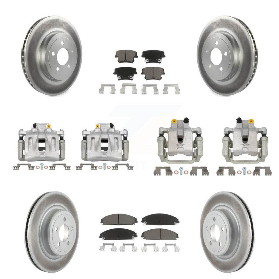 Front Rear Brake Caliper Coat Rotor & Ceramic Pad Kit (10Pc) For 2011 Dodge Charger 3.6L KCG-100990C
