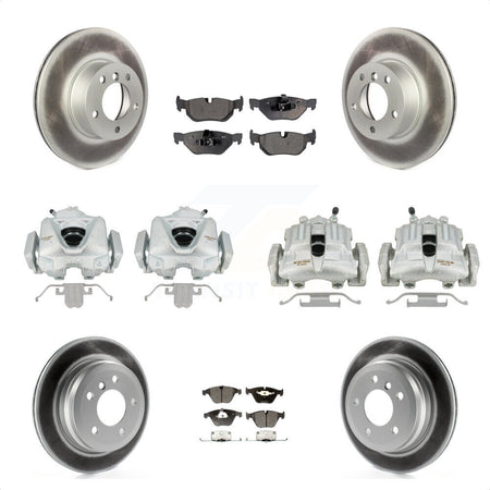 Front Rear Disc Brake Caliper Coated Rotors And Semi-Metallic Pads Kit (10Pc) For BMW 328i xDrive X1 328xi KCG-100990P by Transit Auto