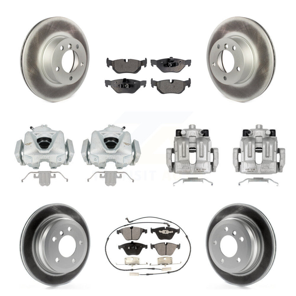 Front Rear Disc Brake Caliper Coated Rotors And Semi-Metallic Pads Kit (10Pc) For BMW 328i xDrive X1 328xi KCG-100990P