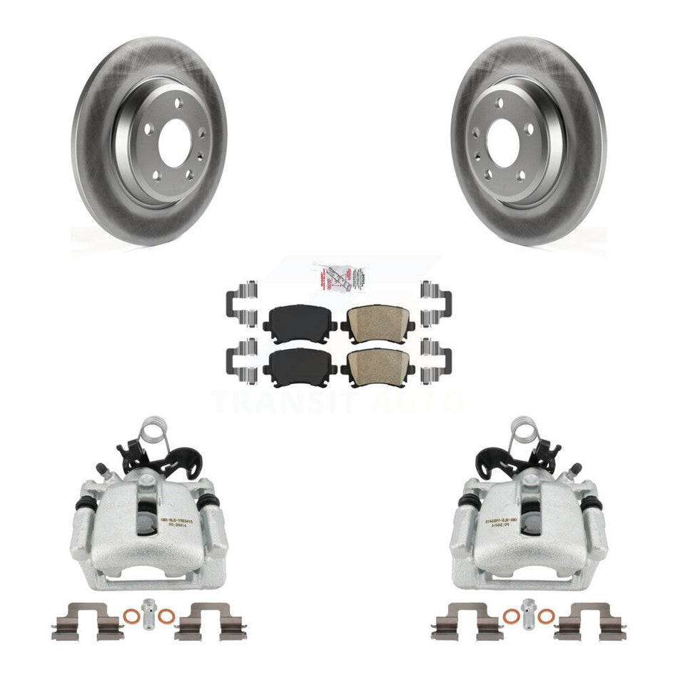 Rear Disc Brake Caliper Coated Rotors And Ceramic Pads Kit For 2009 Audi A4 Quattro Convertible With 300mm Diameter Rotor KCG-100991N by Transit Auto