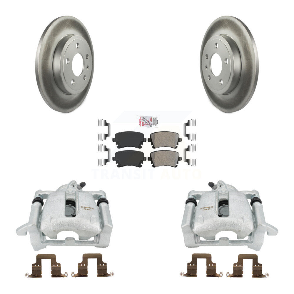 Rear Disc Brake Caliper Coated Rotors And Semi-Metallic Pads Kit For 2009 Audi A4 Quattro Sedan Wagon With 288mm Diameter Rotor KCG-100992N by Transit Auto