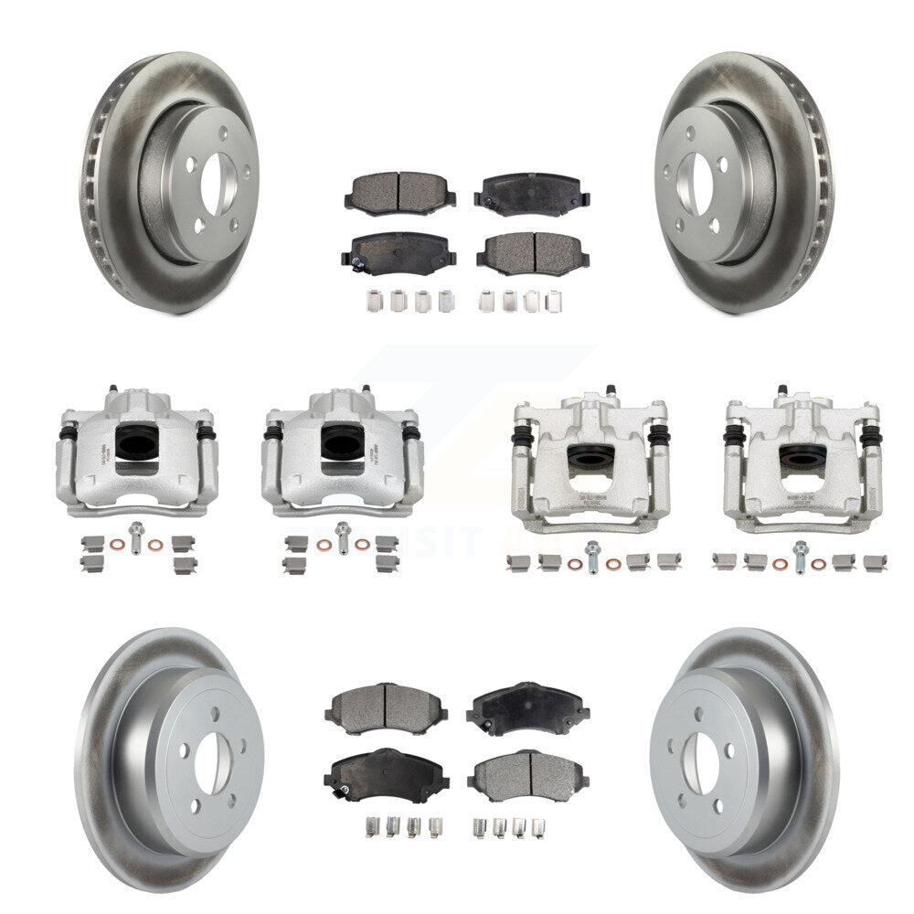 Front Rear Disc Brake Caliper Coat Rotors & Semi-Metallic Pad Kit (10Pc) For Dodge Nitro KCG-100992P