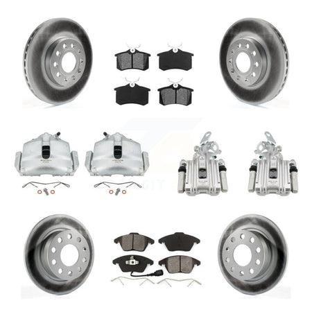 Front Rear Brake Caliper Coat Rotor & Semi-Metallic Pad Kit (10Pc) For Volkswagen Beetle KCG-100992S