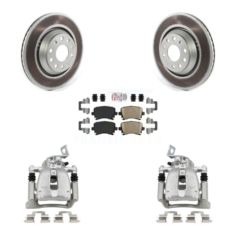 Rear Disc Brake Caliper Coated Rotors And Ceramic Pads Kit For 2009 Volkswagen Passat CC KCG-100993N