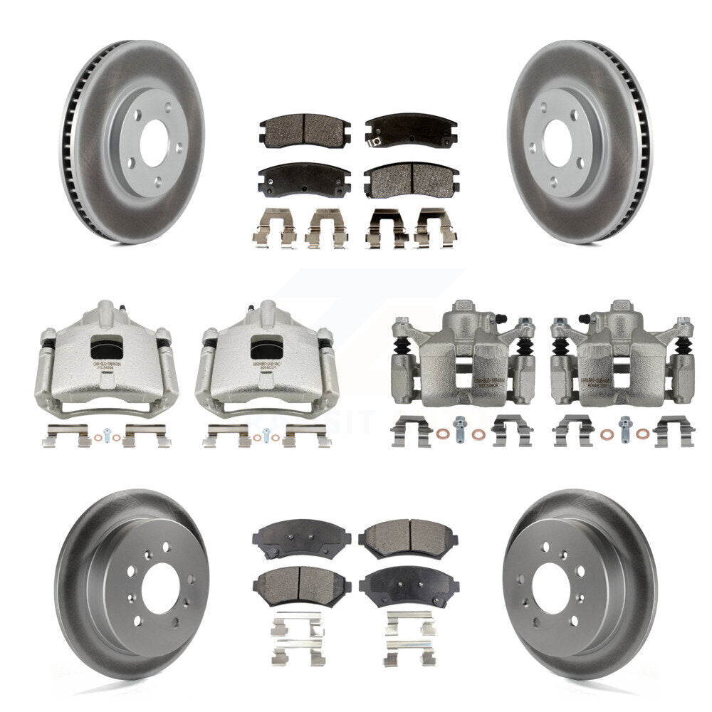 Front Rear Brake Caliper Coat Rotors & Semi-Metallic Pad Kit (10Pc) For Chevrolet Impala KCG-100993P