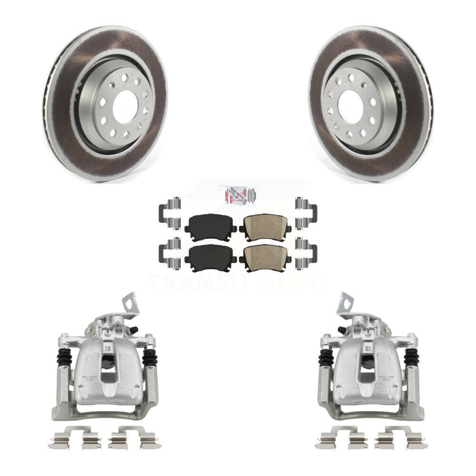 Rear Disc Brake Caliper Coated Rotors And Ceramic Pads Kit For 2009 Volkswagen Passat CC KCG-100994N