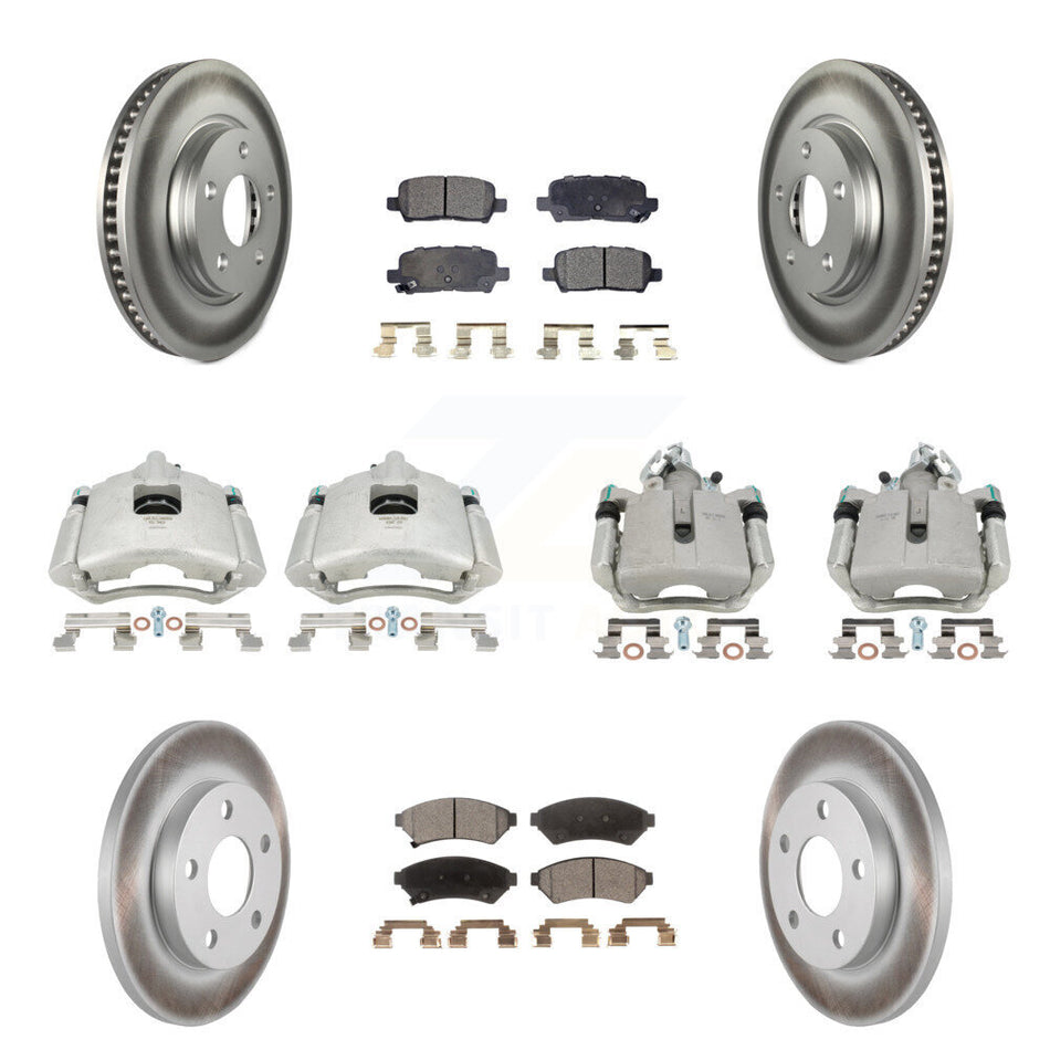 Front Rear Disc Brake Caliper Coated Rotors And Semi-Metallic Pads Kit (10Pc) For Pontiac Grand Prix Buick LaCrosse Allure KCG-100994P