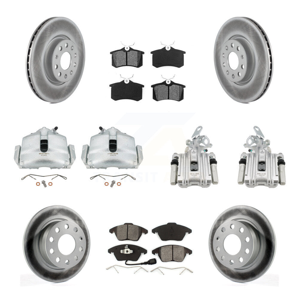 Front Rear Brake Caliper Coat Rotor & Semi-Metallic Pad Kit (10Pc) For Volkswagen Beetle KCG-100994S