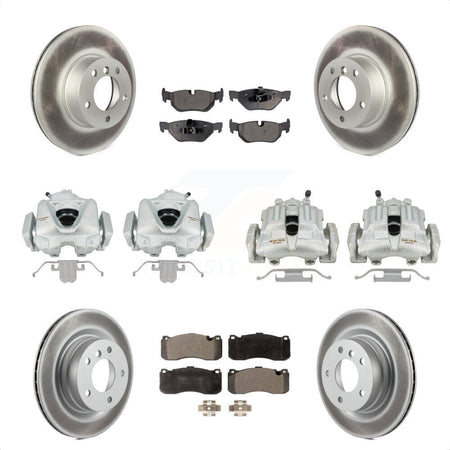 Front Rear Disc Brake Caliper Coated Rotors And Ceramic Pads Kit (10Pc) For 2012 BMW 328i Coupe with 3.0L With 340mm Diameter Rotor KCG-100994T by Transit Auto