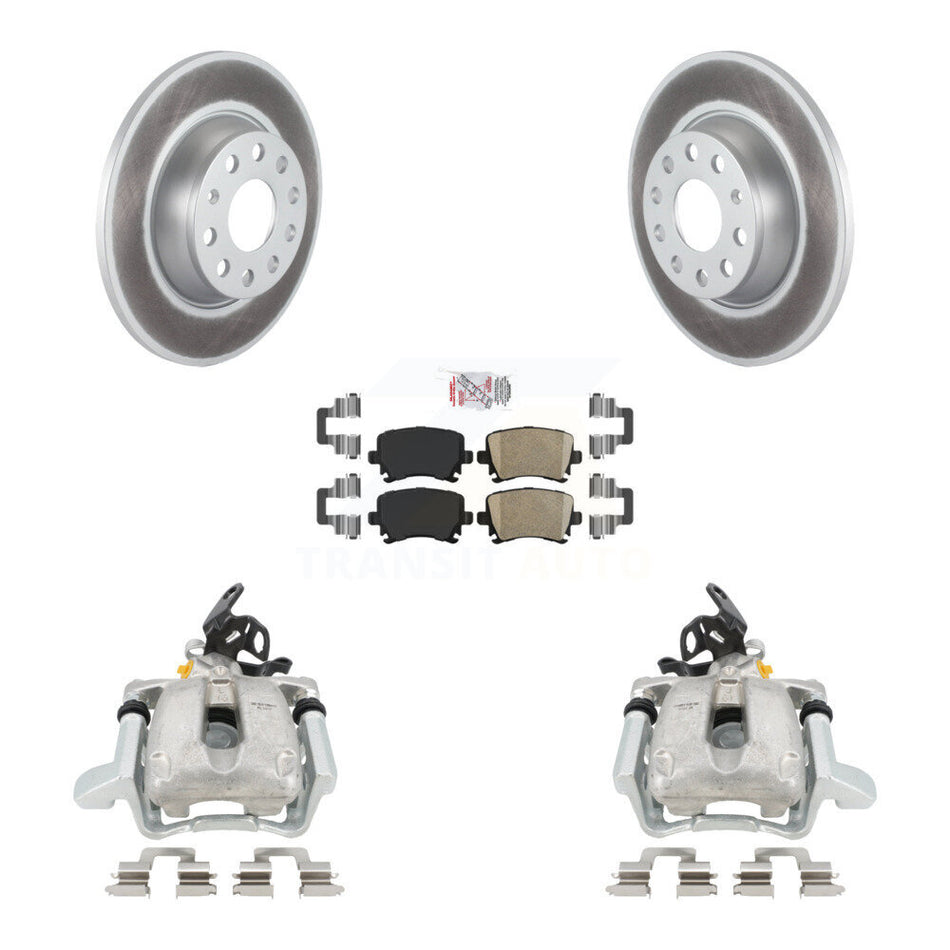 Rear Disc Brake Caliper Coated Rotors And Ceramic Pads Kit For 2009 Volkswagen Jetta GLI With 286mm Diameter Rotor KCG-100996N by Transit Auto