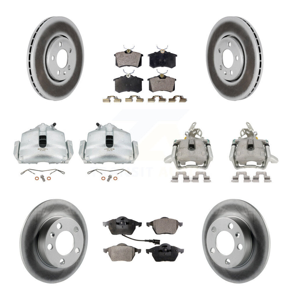 Front Rear Disc Brake Caliper Coat Rotor & Semi-Metallic Pad Kit (10Pc) For 2006 Volkswagen Jetta 2.0L With 288mm Diameter 7th And 8th Digit Of VIN Is "9M" Or "1J" KCG-100996P