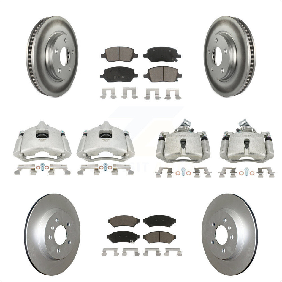 Front Rear Disc Brake Caliper Coated Rotors And Ceramic Pads Kit (10Pc) For 2005 Chevrolet Uplander Buick Terraza Saturn Relay FWD KCG-101001C by Transit Auto