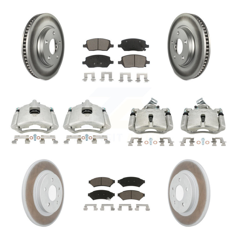 Front Rear Disc Brake Caliper Coated Rotors And Ceramic Pads Kit (10Pc) For 2005 Chevrolet Uplander Buick Terraza Saturn Relay FWD KCG-101001C