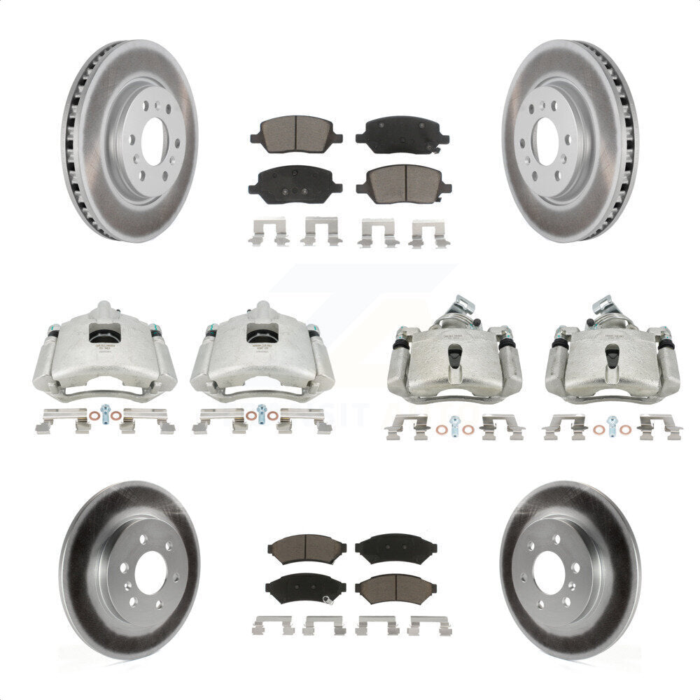 Front Rear Disc Brake Caliper Coated Rotors And Ceramic Pads Kit (10Pc) For Chevrolet Uplander Buick Terraza Pontiac Montana Saturn Relay KCG-101002C by Transit Auto