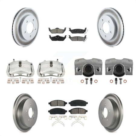 Front Rear Disc Brake Caliper Coated Rotors And Semi-Metallic Pads Kit (10Pc) For 2004 Ford F-150 4WD With 5 Lug Wheels 11th Digit Of Vin Is C KCG-101002S by Transit Auto