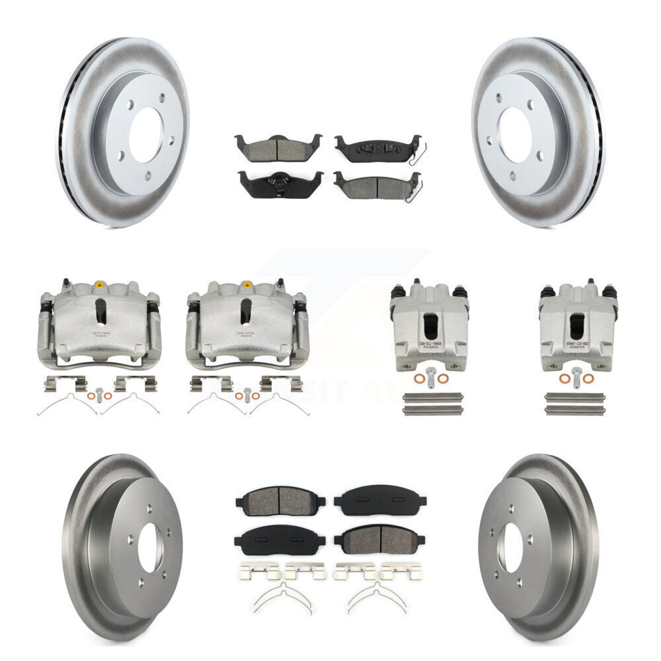 Front Rear Disc Brake Caliper Coated Rotors And Semi-Metallic Pads Kit (10Pc) For 2004 Ford F-150 4WD With 5 Lug Wheels 11th Digit Of Vin Is C KCG-101002S