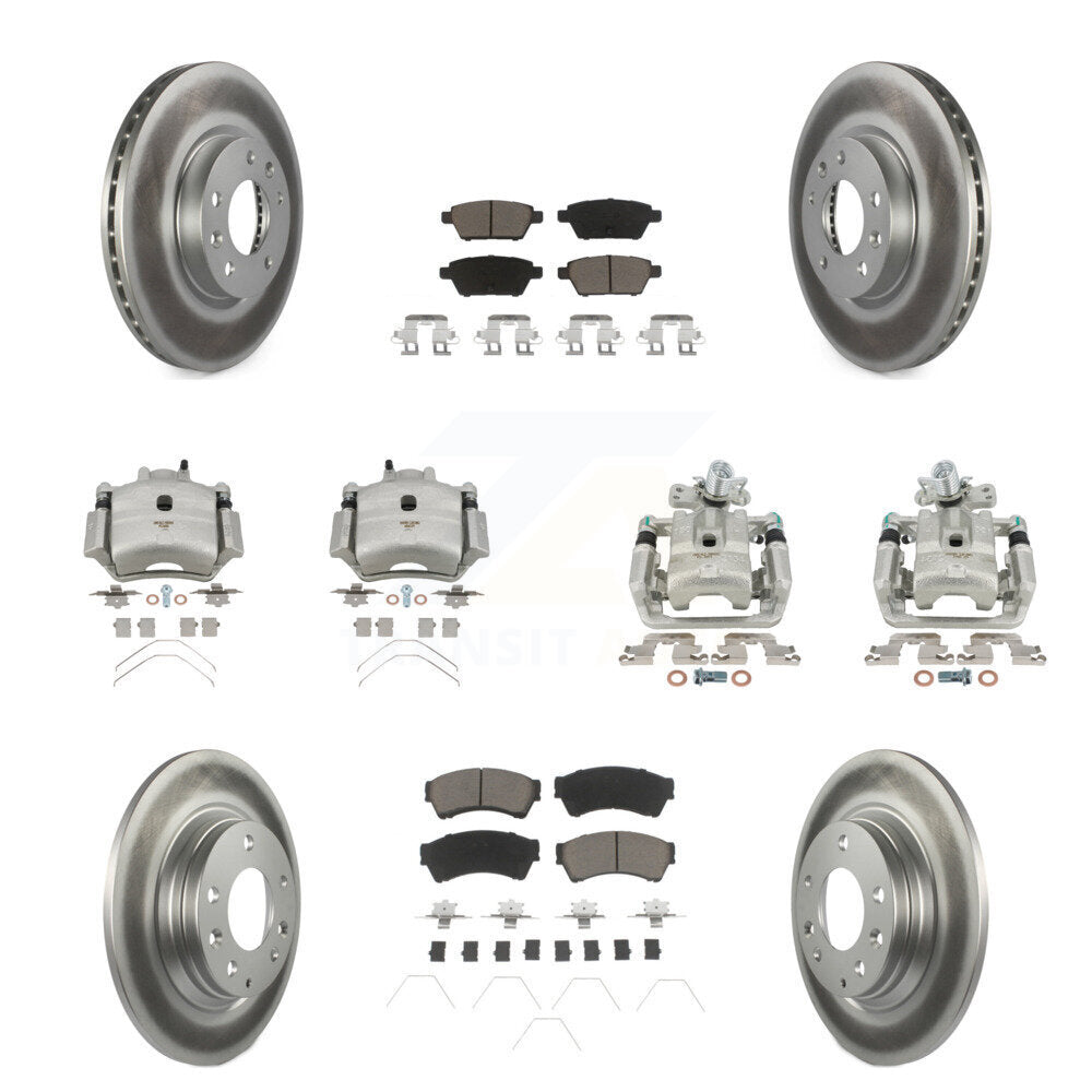 Front Rear Brake Caliper Coat Rotor & Ceramic Pad Kit (10Pc) For Ford Fusion Mazda 6 MKZ KCG-101003C