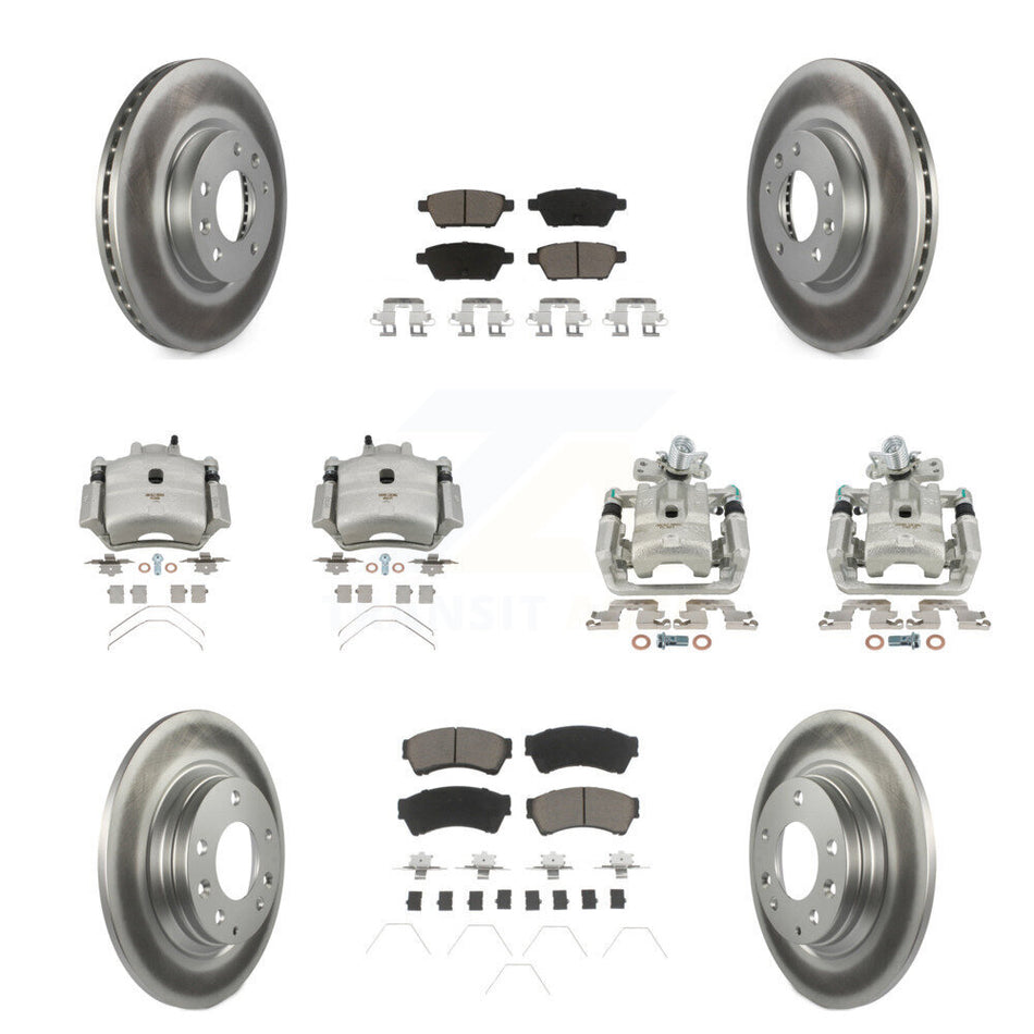 Front Rear Brake Caliper Coat Rotor & Ceramic Pad Kit (10Pc) For Ford Fusion Mazda 6 MKZ KCG-101003C