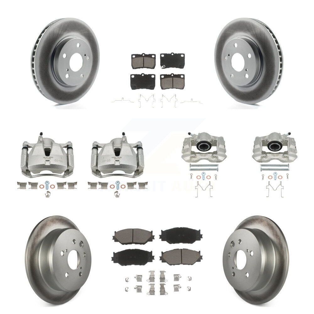 Front Rear Disc Brake Caliper Coated Rotors And Ceramic Pads Kit (10Pc) For Lexus IS250 KCG-101004C