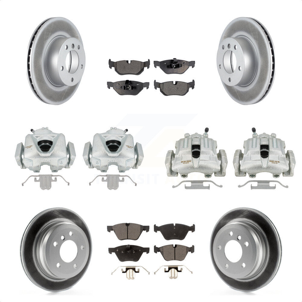 Front Rear Disc Brake Caliper Coated Rotors And Ceramic Pads Kit (10Pc) For 2008 BMW 328i Wagon To 08 07 KCG-101004T by Transit Auto