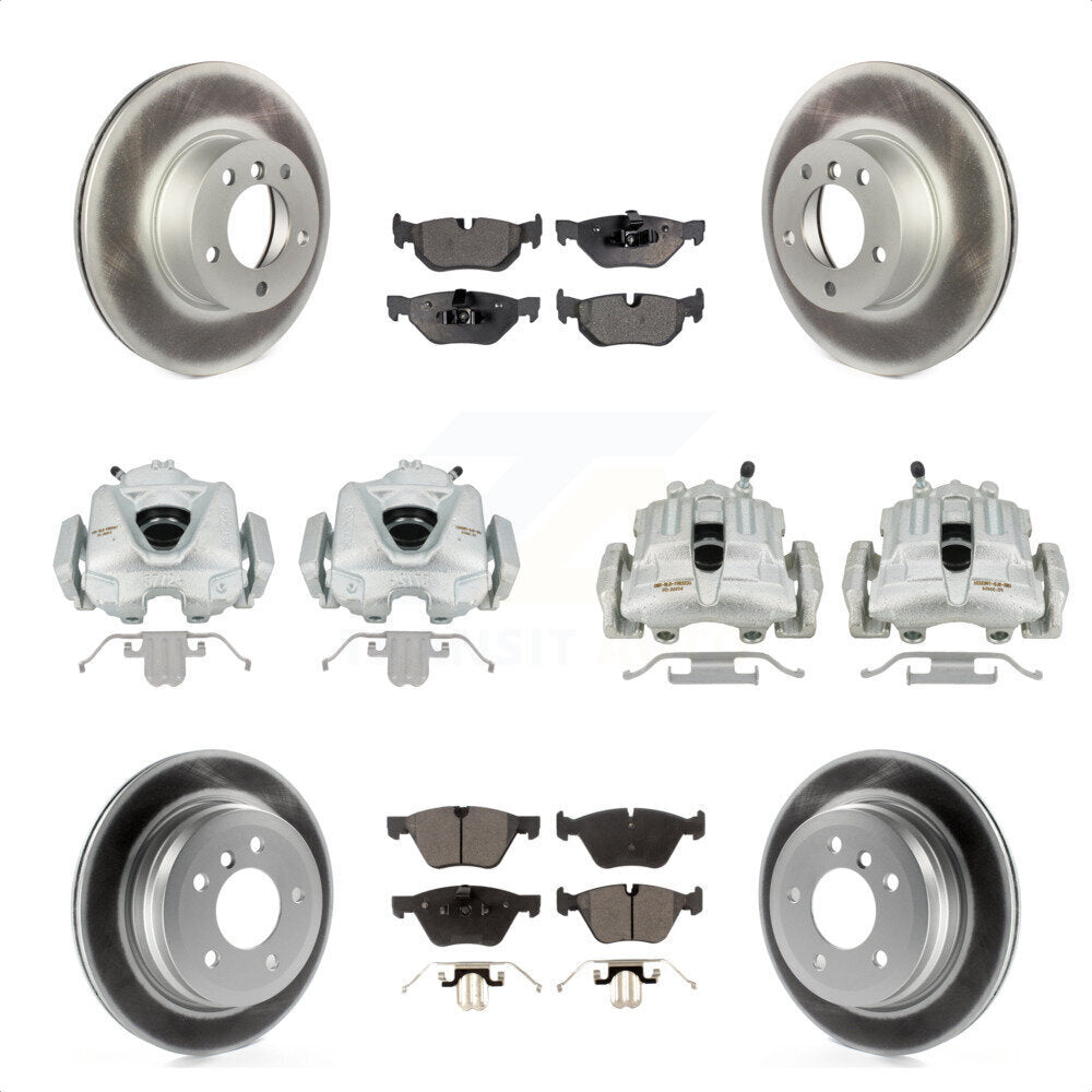 Front Rear Disc Brake Caliper Coated Rotors And Ceramic Pads Kit (10Pc) For 2008 BMW 328xi To 08 07 KCG-101005T by Transit Auto