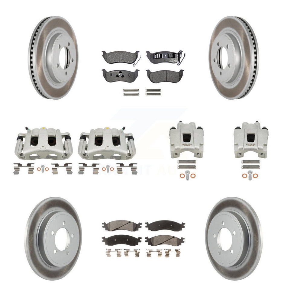 Front Rear Brake Caliper Coat Rotor Semi-Metallic Pad Kit (10Pc) For Ford Explorer Sport KCG-101007P