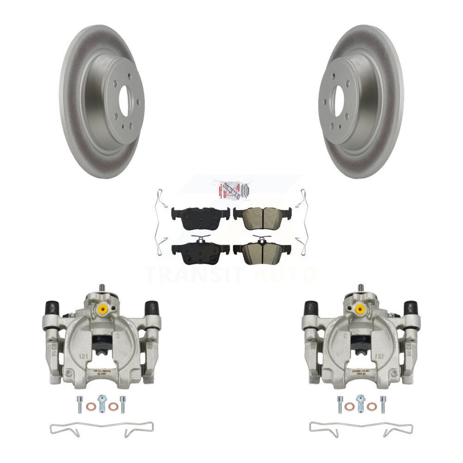 Rear Brake Caliper Coat Rotor & Semi-Metallic Pad Kit For Ford Escape Fusion Lincoln MKC KCG-101008N