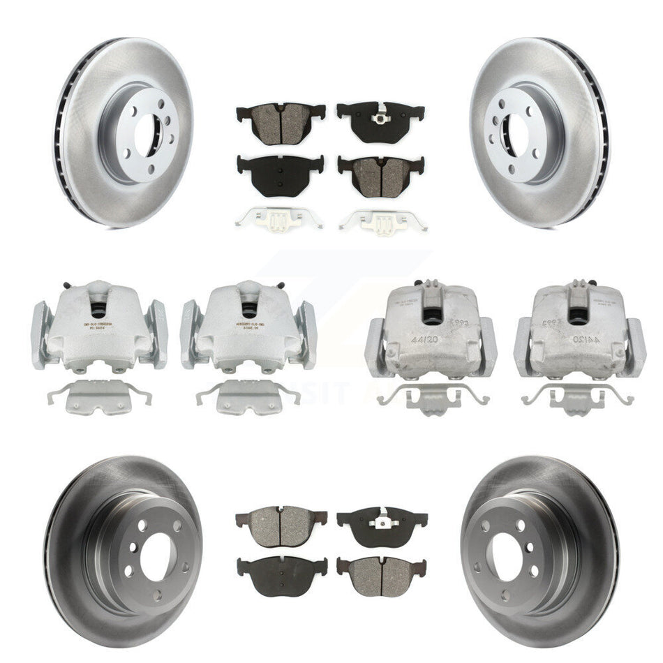 Front Rear Disc Brake Caliper Coated Rotors And Semi-Metallic Pads Kit (10Pc) For BMW X5 X6 KCG-101008S