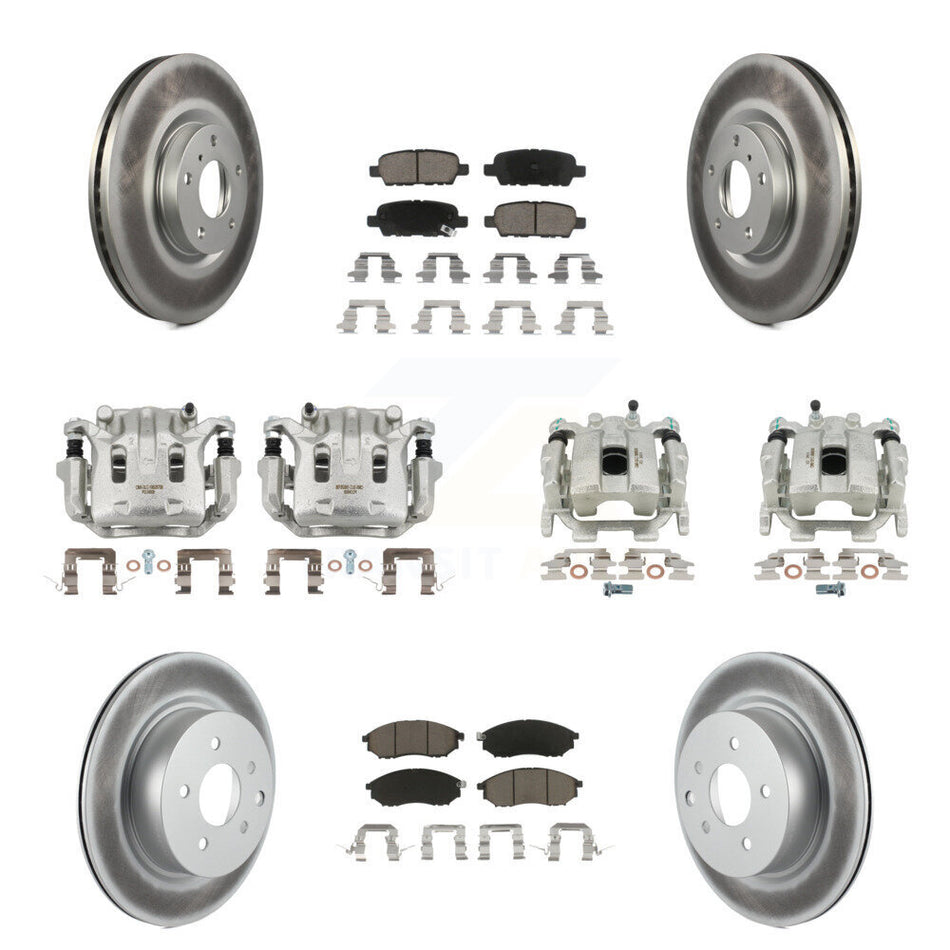 Front Rear Brake Caliper Coat Rotors & Ceramic Pad Kit (10Pc) For INFINITI G37 QX50 EX37 KCG-101009C