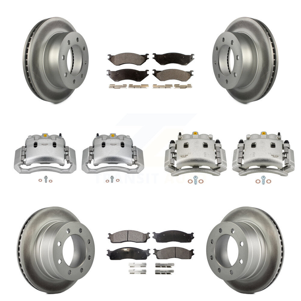 Front Rear Disc Brake Caliper Coat Rotor Semi-Metallic Pad Kit (10Pc) For Dodge Ram 3500 KCG-101009P
