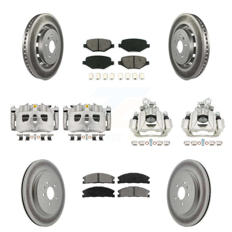 Front Rear Brake Caliper Coat Rotors & Semi-Metallic Pad Kit (10Pc) For 2016 Lincoln MKS KCG-101009S