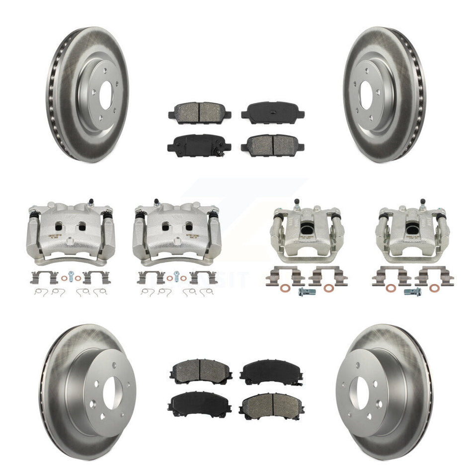Front Rear Disc Brake Caliper Coat Rotor & Semi-Metallic Pad Kit (10Pc) For Nissan Rogue KCG-101010S