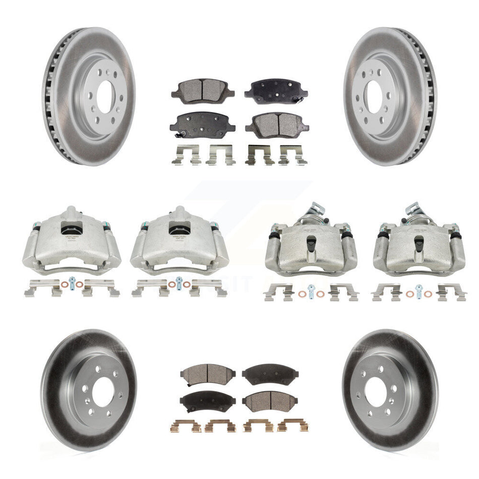 Front Rear Disc Brake Caliper Coated Rotors And Semi-Metallic Pads Kit (10Pc) For Chevrolet Uplander Buick Terraza Pontiac Montana Saturn Relay KCG-101011P