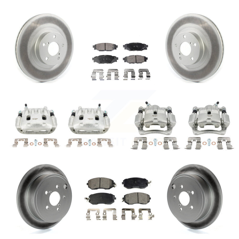 Front Rear Brake Caliper Coat Rotor & Ceramic Pad Kit (10Pc) For Subaru Impreza Forester KCG-101012T