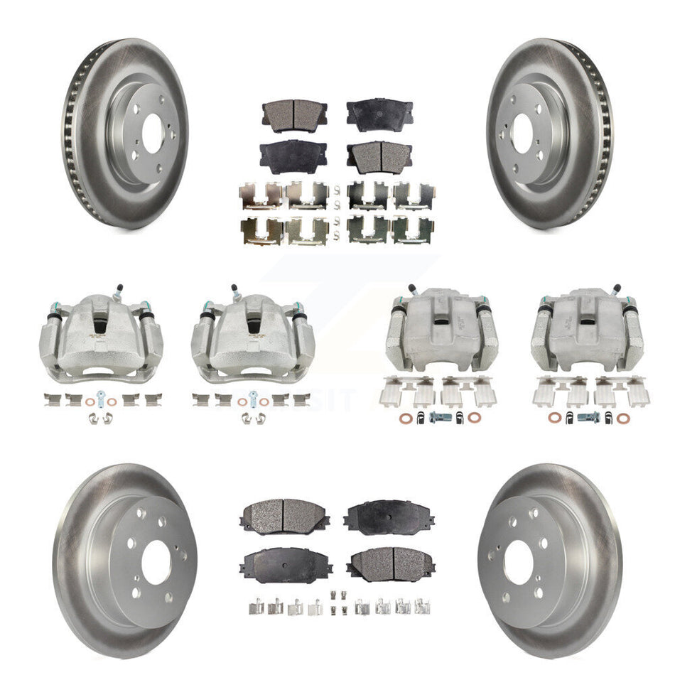 Front Rear Disc Brake Caliper Coat Rotors & Semi-Metallic Pad Kit (10Pc) For Toyota RAV4 KCG-101013P