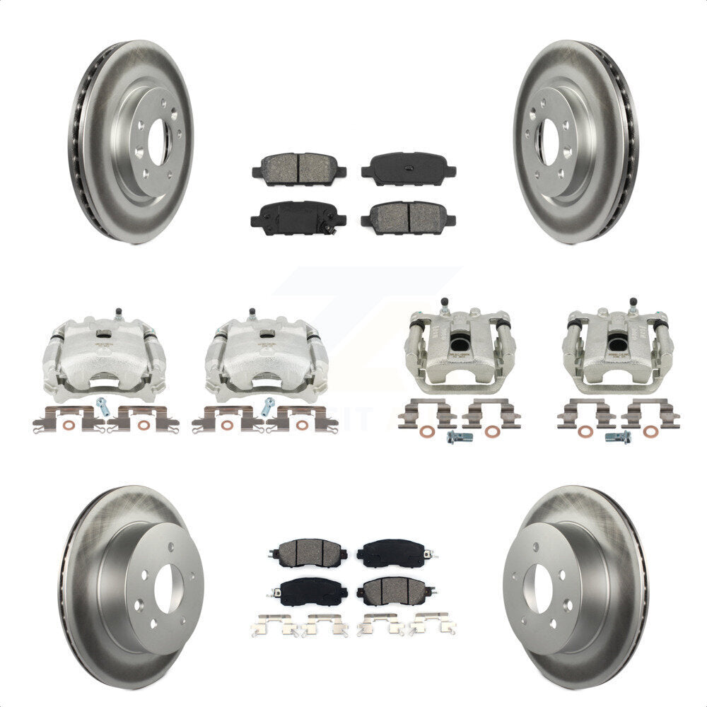 Front Rear Disc Brake Caliper Coated Rotors And Semi-Metallic Pads Kit (10Pc) For Nissan LEAF KCG-101013S by Transit Auto