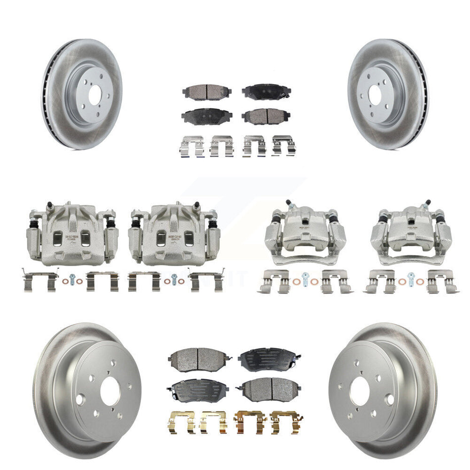 Front Rear Disc Brake Caliper Coated Rotors And Ceramic Pads Kit (10Pc) For Subaru WRX KCG-101013T