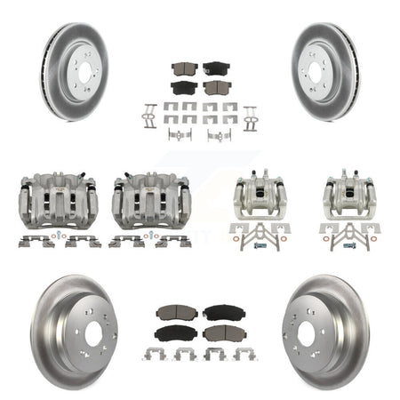 Front Rear Disc Brake Caliper Coated Rotors And Ceramic Pads Kit (10Pc) For Acura RDX KCG-101014C