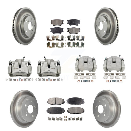 Front Rear Disc Brake Caliper Coat Rotors & Semi-Metallic Pad Kit (10Pc) For Toyota RAV4 KCG-101016P
