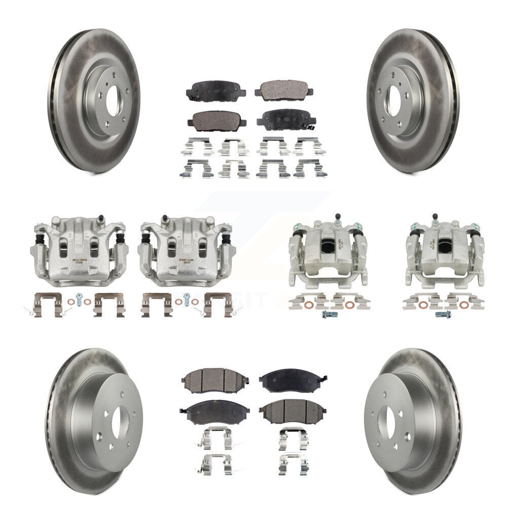 Front Rear Brake Caliper Coat Rotors & Ceramic Pad Kit (10Pc) For Nissan Murano INFINITI KCG-101016T