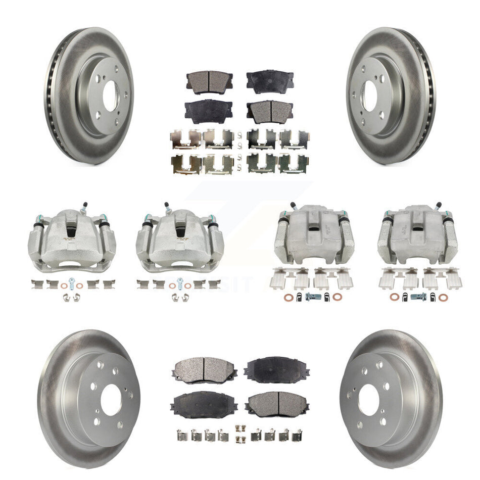 Front Rear Disc Brake Caliper Coat Rotor Semi-Metallic Pad Kit (10Pc) For Toyota RAV4 LE KCG-101017P