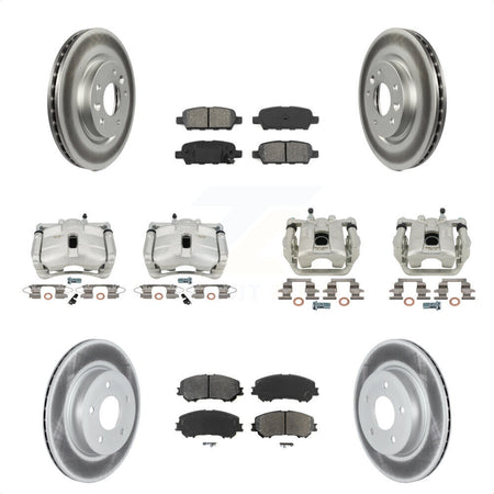 Front Rear Disc Brake Caliper Coated Rotors And Semi-Metallic Pads Kit (10Pc) For 2019 Nissan Rogue Sport SL With Manual Parking KCG-101017S by Transit Auto