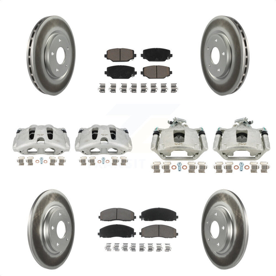 Front Rear Disc Brake Caliper Coated Rotors And Ceramic Pads Kit (10Pc) For Dodge Grand Caravan KCG-101018C by Transit Auto