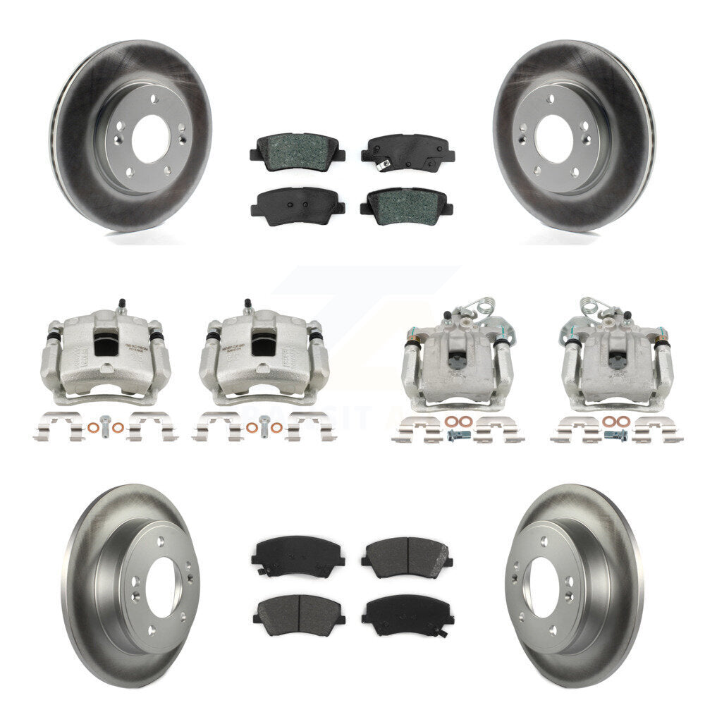 Front Rear Brake Caliper Coat Rotor And Semi-Metallic Pad Kit (10Pc) For Hyundai Elantra KCG-101018S