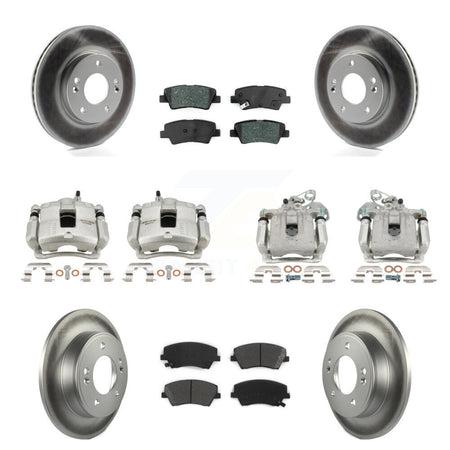 Front Rear Brake Caliper Coat Rotor And Semi-Metallic Pad Kit (10Pc) For Hyundai Elantra KCG-101018S