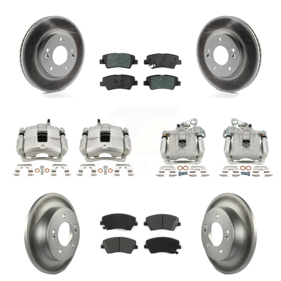 Front Rear Brake Caliper Coat Rotor And Semi-Metallic Pad Kit (10Pc) For Hyundai Elantra KCG-101018S