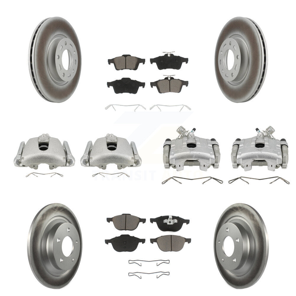 Front Rear Disc Brake Caliper Coated Rotors And Ceramic Pads Kit (10Pc) For Mazda 5 KCG-101019C